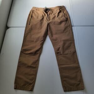 Roark Pants Mens 34x28 Brown Canvas Chino Elastic Waist Outdoor Travel Casual